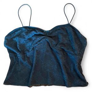 Wild Fable Teal Green Floral Lace Crop Top Size XL Sweetheart Neckline y2k